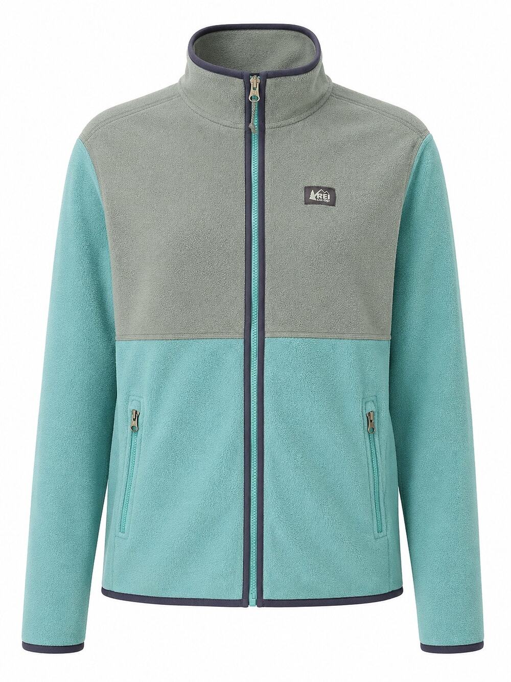 REI Co-op Women’s Small Full Zip Fleece Jacket Gray Aqua Teal Polyester